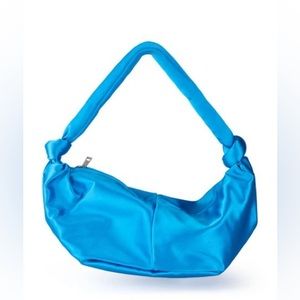 Pop of Color Blue Satin Half Moon Bag